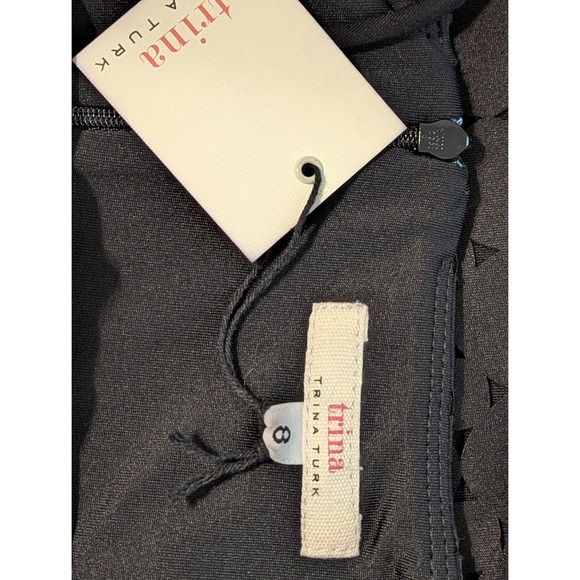 Trina Turk Womens 8 Black Eyelet Cocktail Dress Spaghetti Strap Elegant - Picture 14 of 15